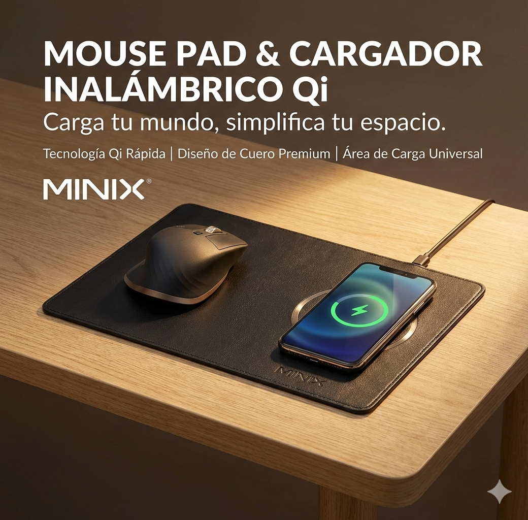 DeskCharge Pro – Mouse Pad 2 en 1 con estación de carga Inalámbrica Qi
